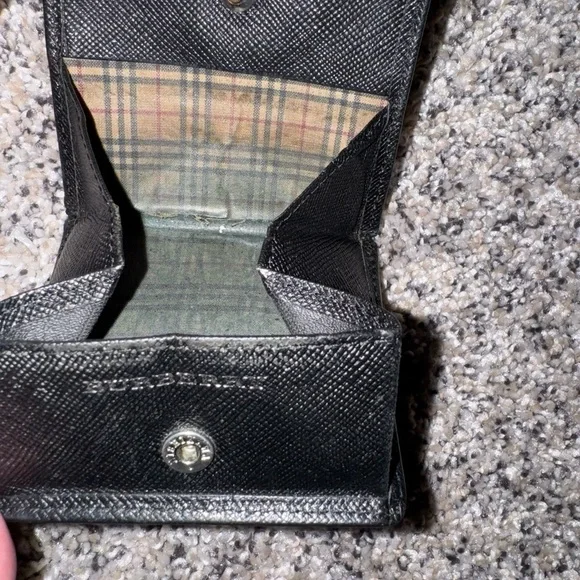 Burberry Black Leather Nova Check Snap Wallet Authentic Vintage - Picture 3 of 10